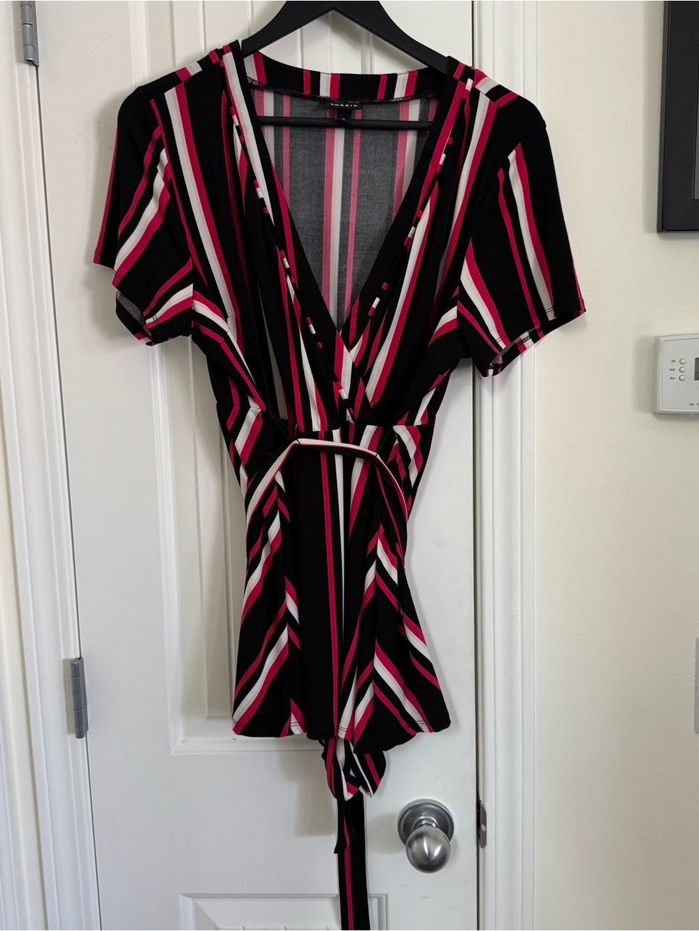 Torrid Black, Pink & Cream Vertical Stripe Top